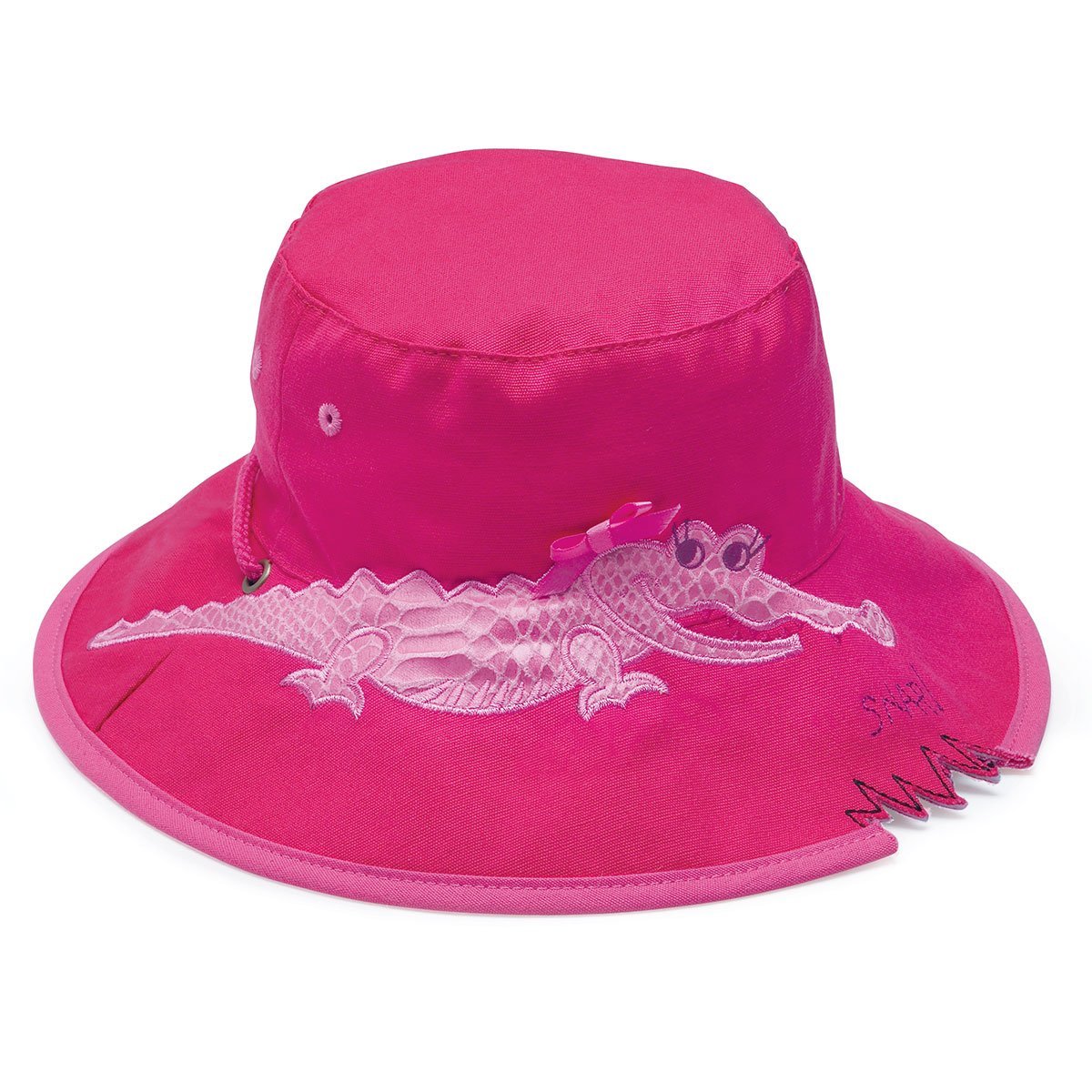 Featuring Crocodile Cotton UPF Sun Protection Hat with Chinstrap in Pink from Wallaroo