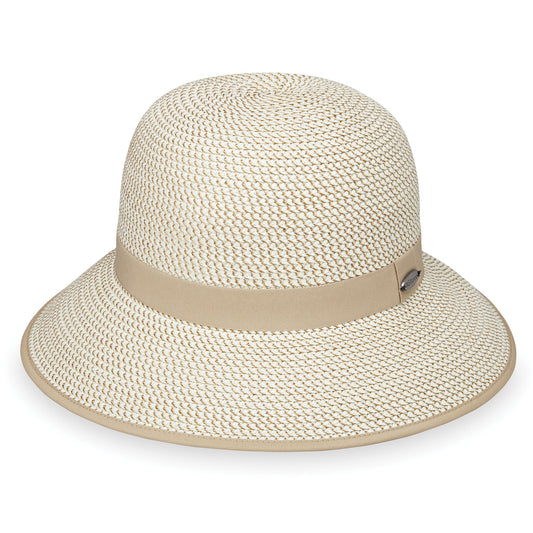 Darby Big Wide Brim Sun Protection Hat in Ivory/Taupe from Wallaroo