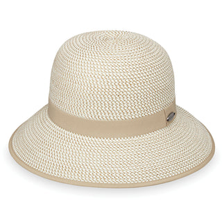Darby Wide Brim Crown Style Sun Protection Hat in Ivory Taupe from Wallaroo