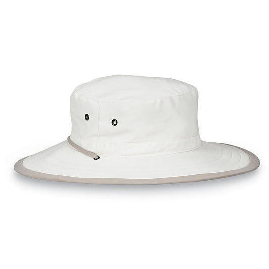 Men's Explorer Bucket Style Microfiber UPF Sun Hat with Chinstrap from Wallaroo, Natural/Camel