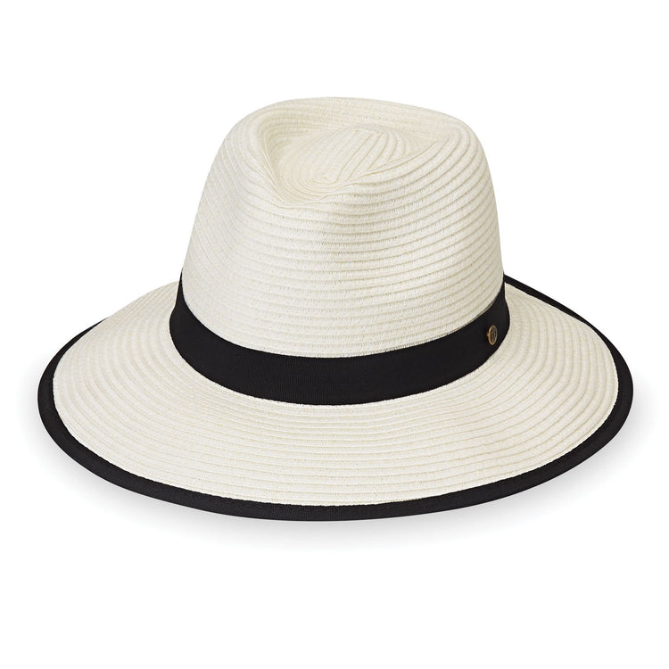 Women's Packable Gabi Ponytail Fedora Style UPF Sun Hat in Ivory from Wallaroo