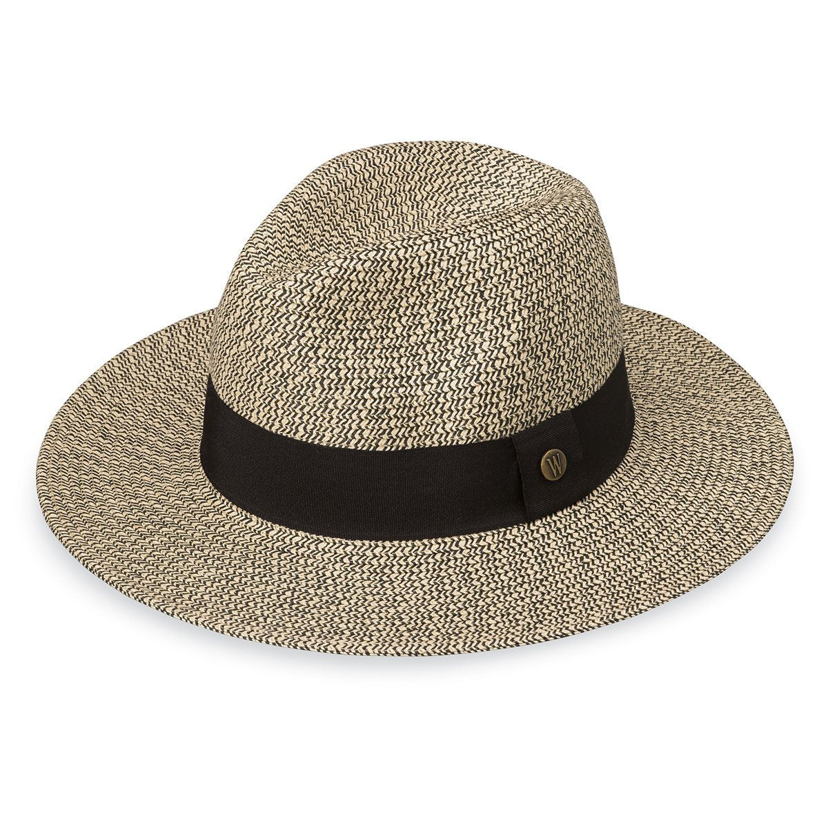 Featuring Women's Packable Josie Fedora Style Paper Braid UPF Sun Hat in Mixed Black from Wallaroo