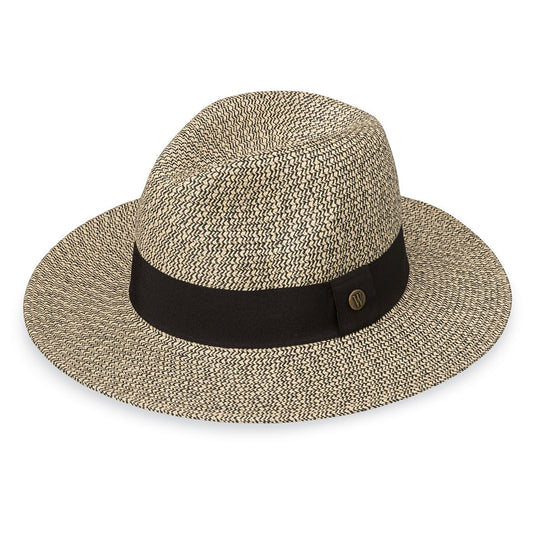 Ladies Packable Josie Fedora Style UPF Sun Hat in Mixed Black from Wallaroo