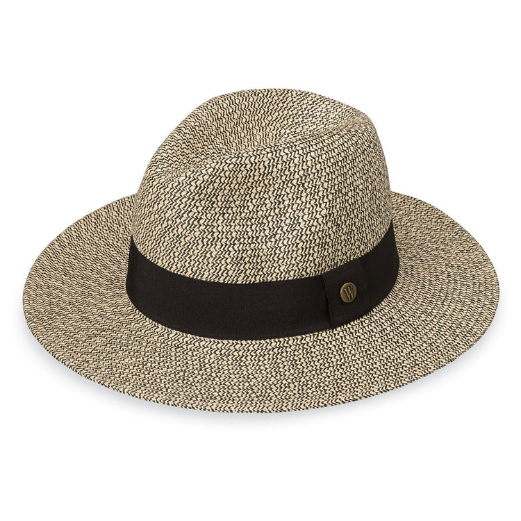 Women's Packable Josie Fedora Style Paper Braid UPF Sun Hat in Mixed Black from Wallaroo