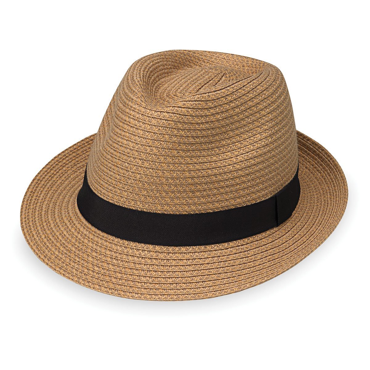 Featuring Men's Packable Fedora Style Justin Paper Braid Sun Hat in Natural from Wallaroo
