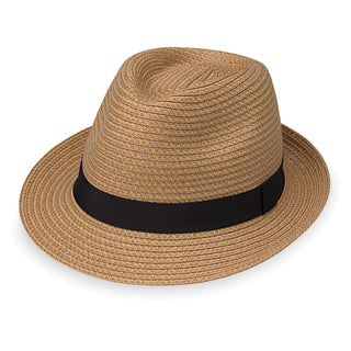 Men's Packable Fedora Style Justin Paper Braid Sun Hat in Natural from Wallaroo