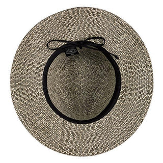 Bottom of Women's Packable Josie Fedora Style Paper Braid UPF Sun Hat in Mixed Black from Wallaroo