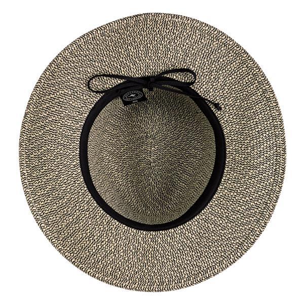 Bottom of Ladies' Packable Josie Fedora Style UPF Sun Hat in Mixed Black from Wallaroo