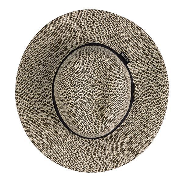 Top of Women's Packable Josie Fedora Style Paper Braid UPF Sun Hat in Mixed Black from Wallaroo