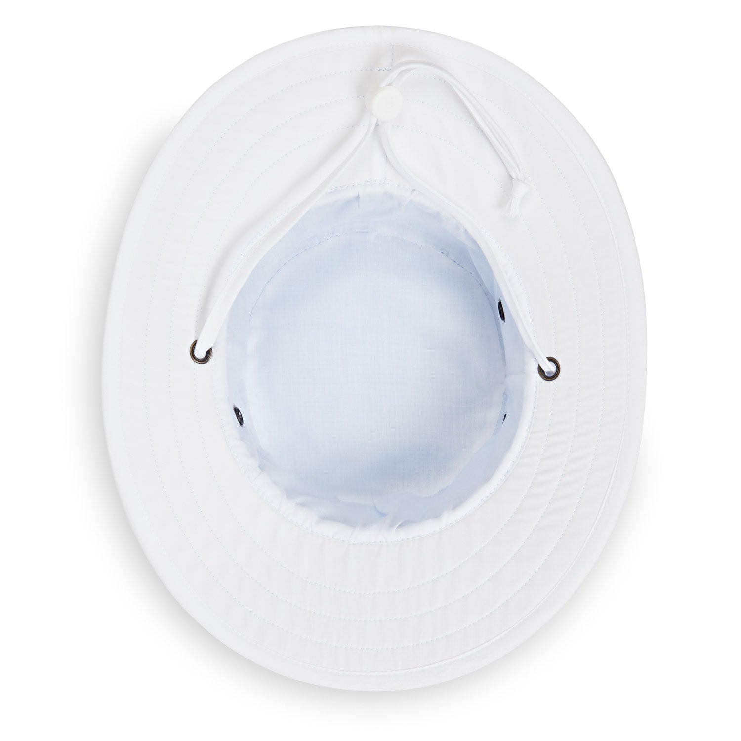 Bottom of Kid's Adjustable Jr. Explorer UPF Sun Hat with Chinstrap in Hydrangea/White from Wallaroo