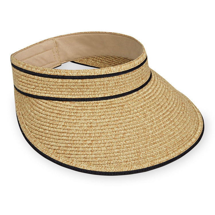 Front of Lily Visor Polyester Sun Protection Visor in Beige Black from Carkella by Wallaroo