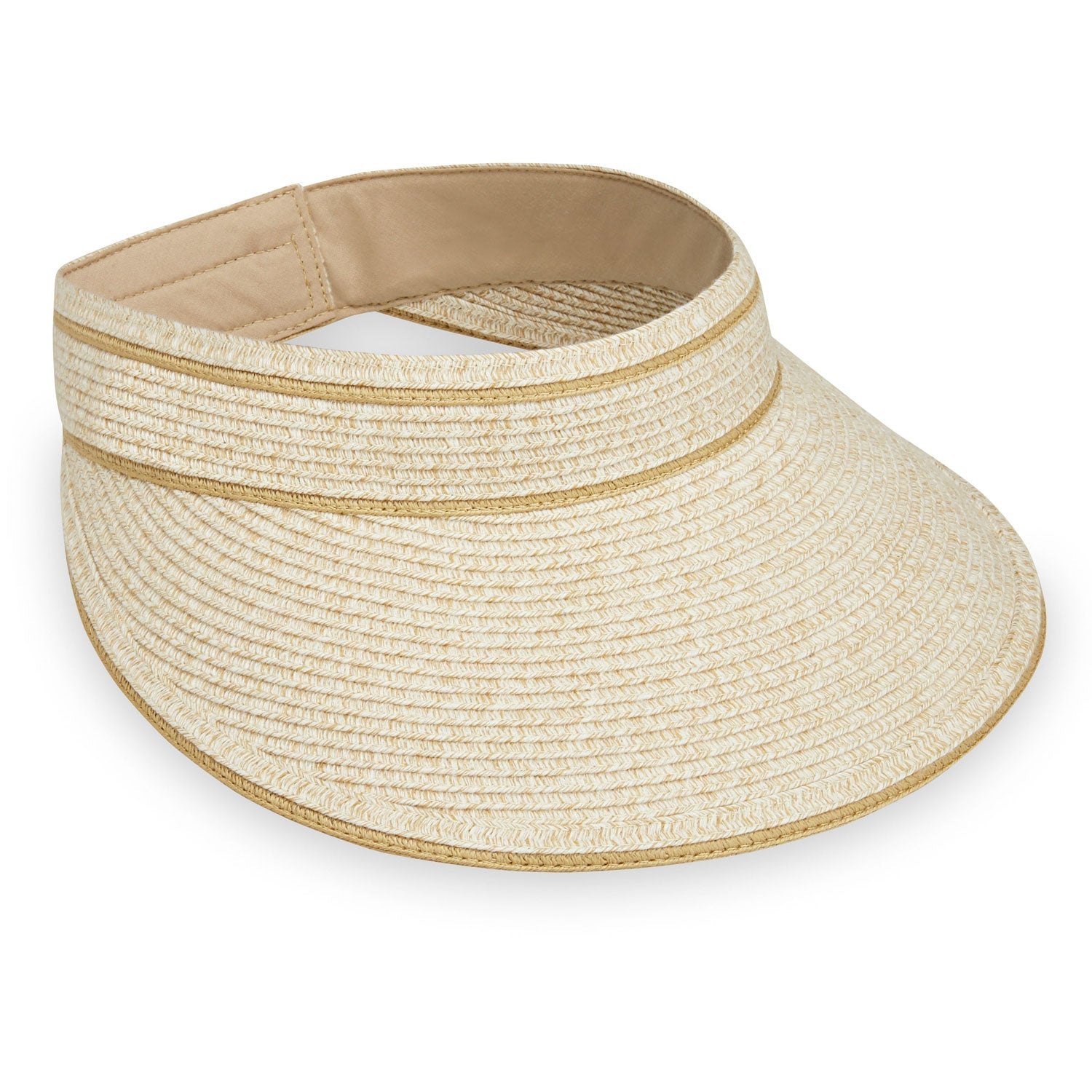 Carkella Women's SPF Lily Visor, offering wind resistance and sun protection with a sleek and comfortable fit, White/Beige Stripe from Carkella by Wallaroo