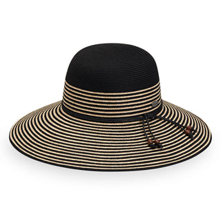 Front of Ladies' Marseille Big Wide Brim Sun Hat in Black from Wallaroo