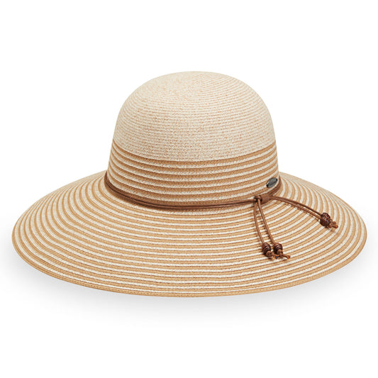 Women's UPF Big Wide Brim Marseille Sun Hat in White with White/Beige from Wallaroo