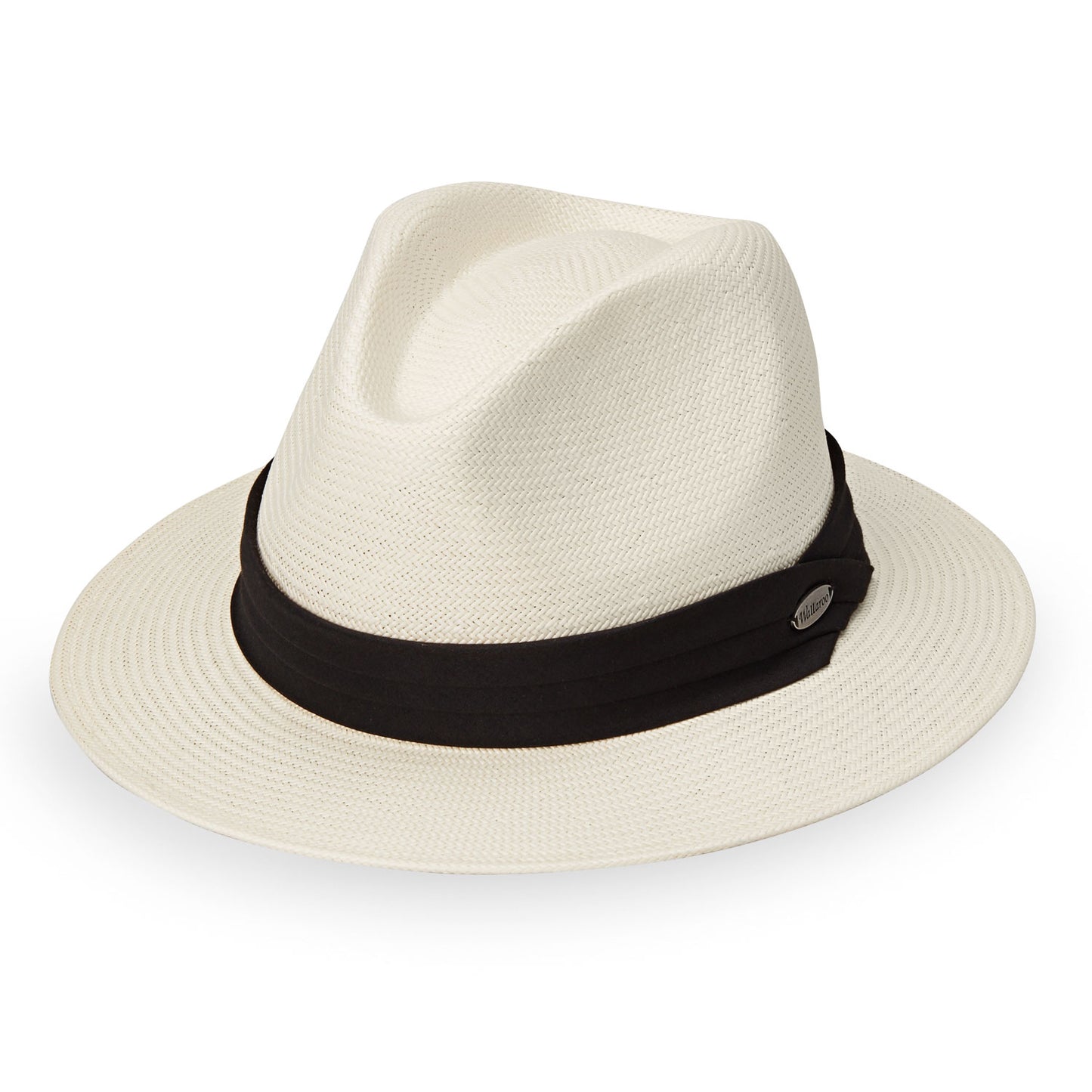 Women's Fedora Style Monterey UPF Straw Sun Hat in Natural/Black 