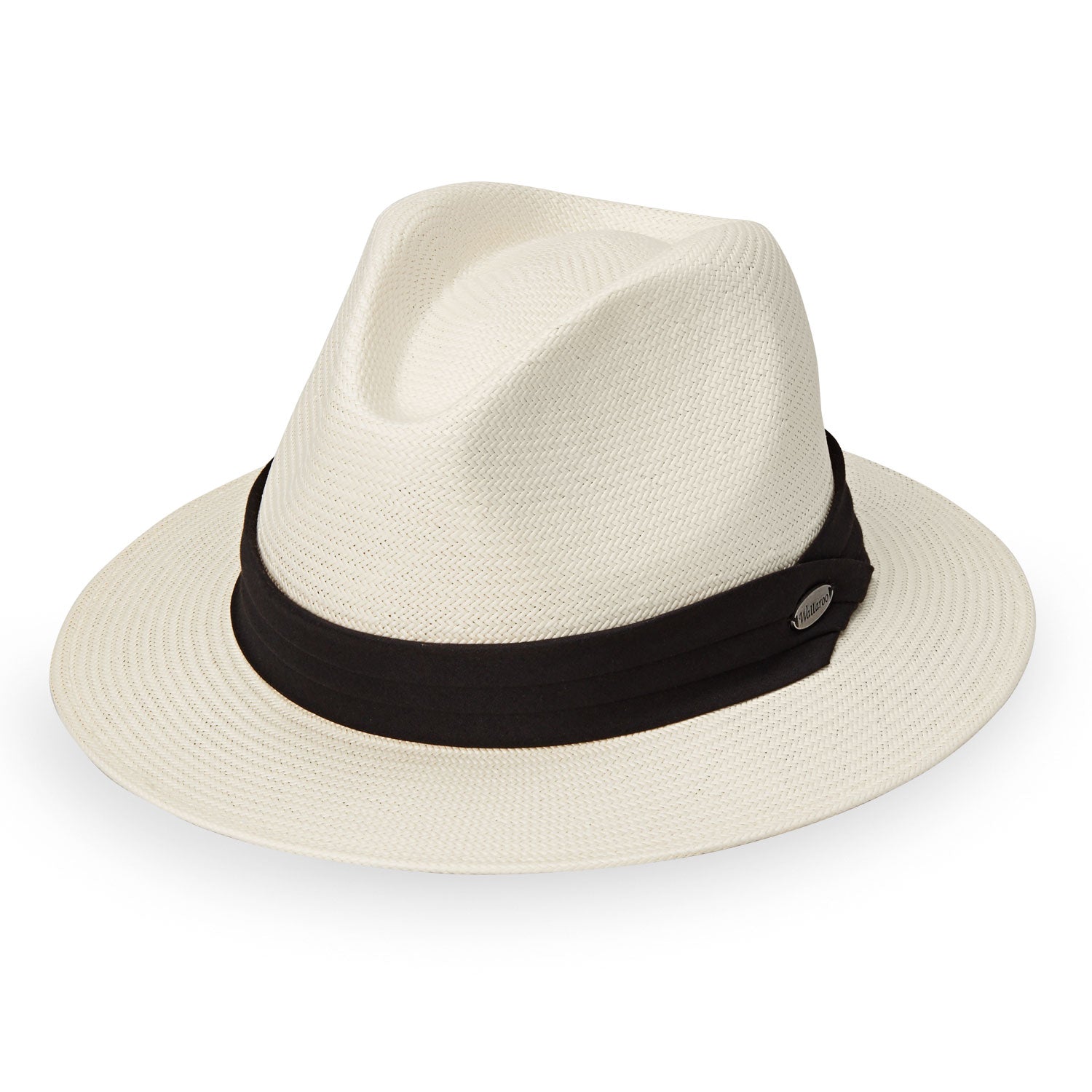 Women's Fedora Style Monterey UPF Straw Sun Hat in Natural/Black 