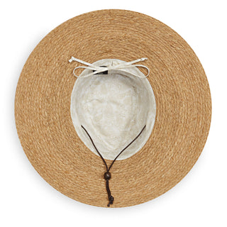 Bottom of Women's Nosara UPF Wide Brim Sun Hat with Cloth lining in Camel from Wallaroo