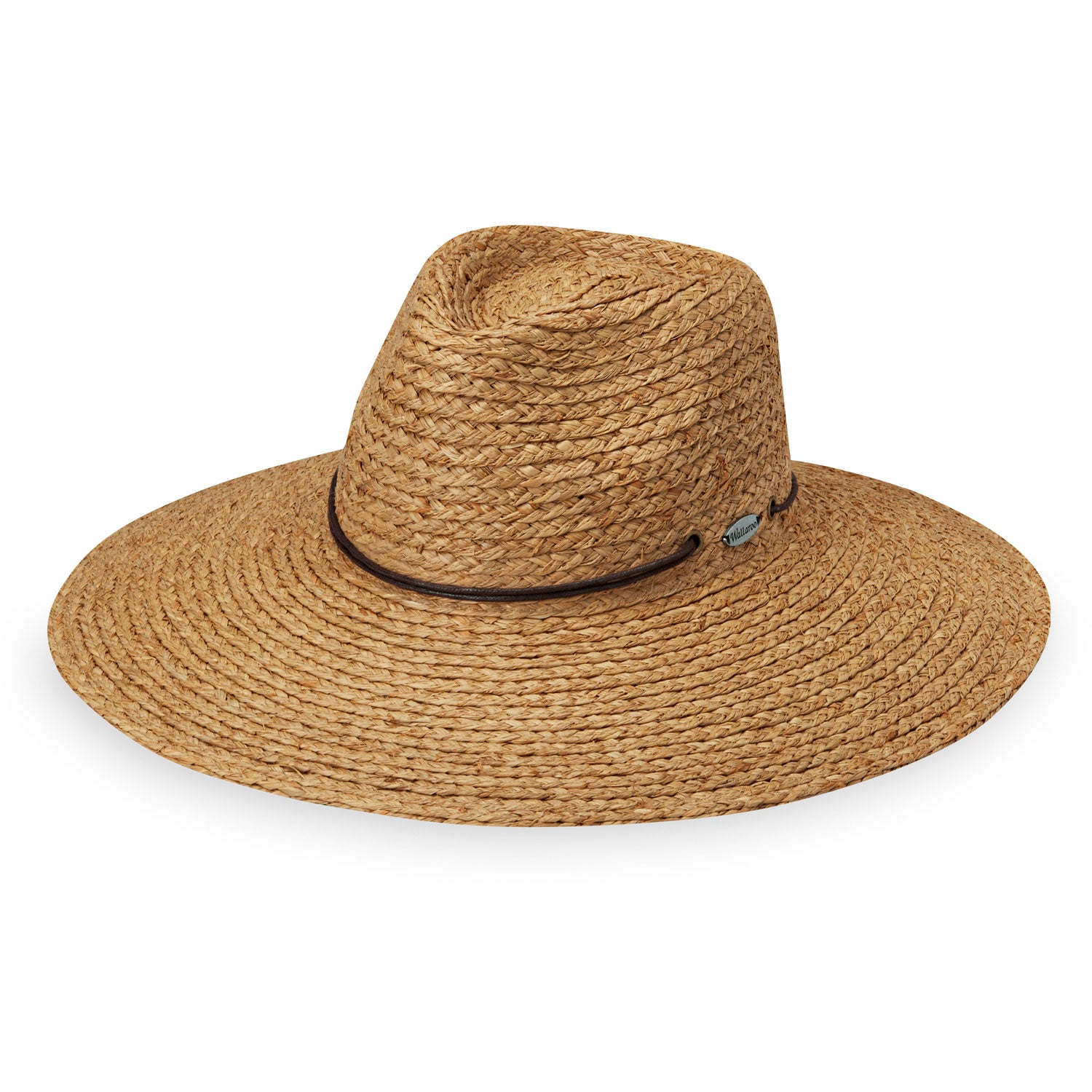 Featuring Women's UPF Big Wide Brim Fedora Style Nosara Straw Sun Hat in Camel from Wallaroo
