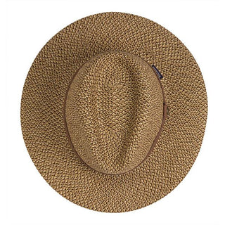 Top of Packable Unisex Fedora Style Outback UPF Sun Hat in Mixed Brown from Wallaroo