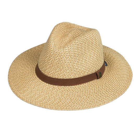 Front of Packable Fedora Style Outback UPF Sun Hat for travel from Wallaroo, Natural