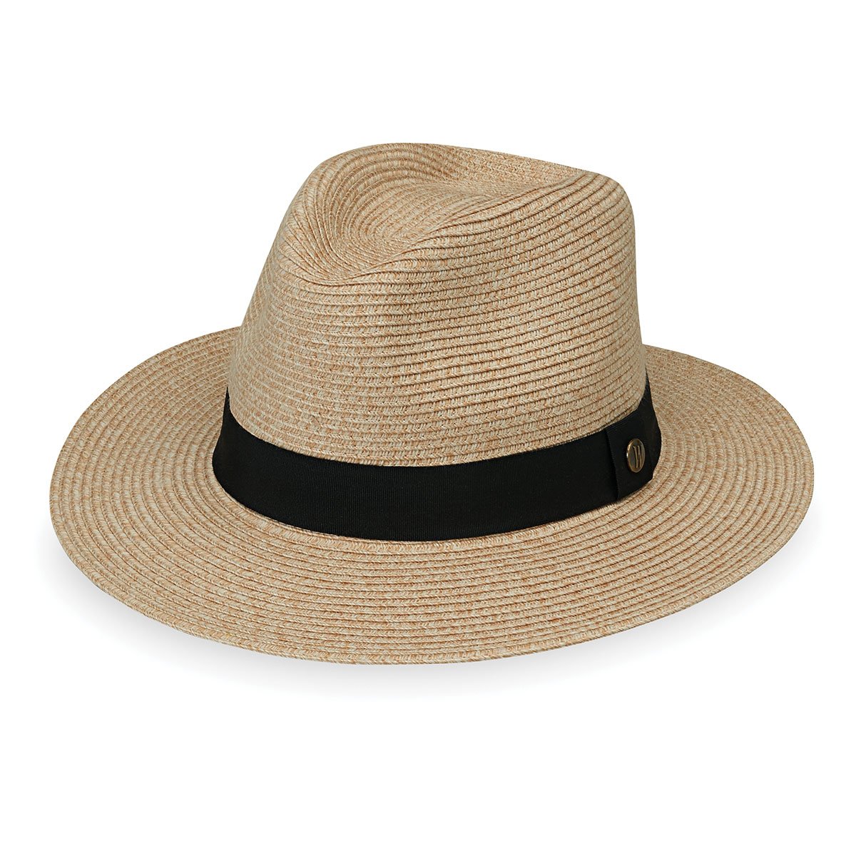 Featuring Front of Unisex Packable Fedora Style Outback UPF Sun Hat in Beige from Wallaroo