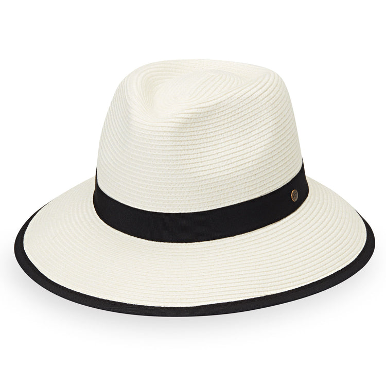 Front View of the Petite Gabi Polyester Ponytail Sun Hat in Ivory from Wallaroo