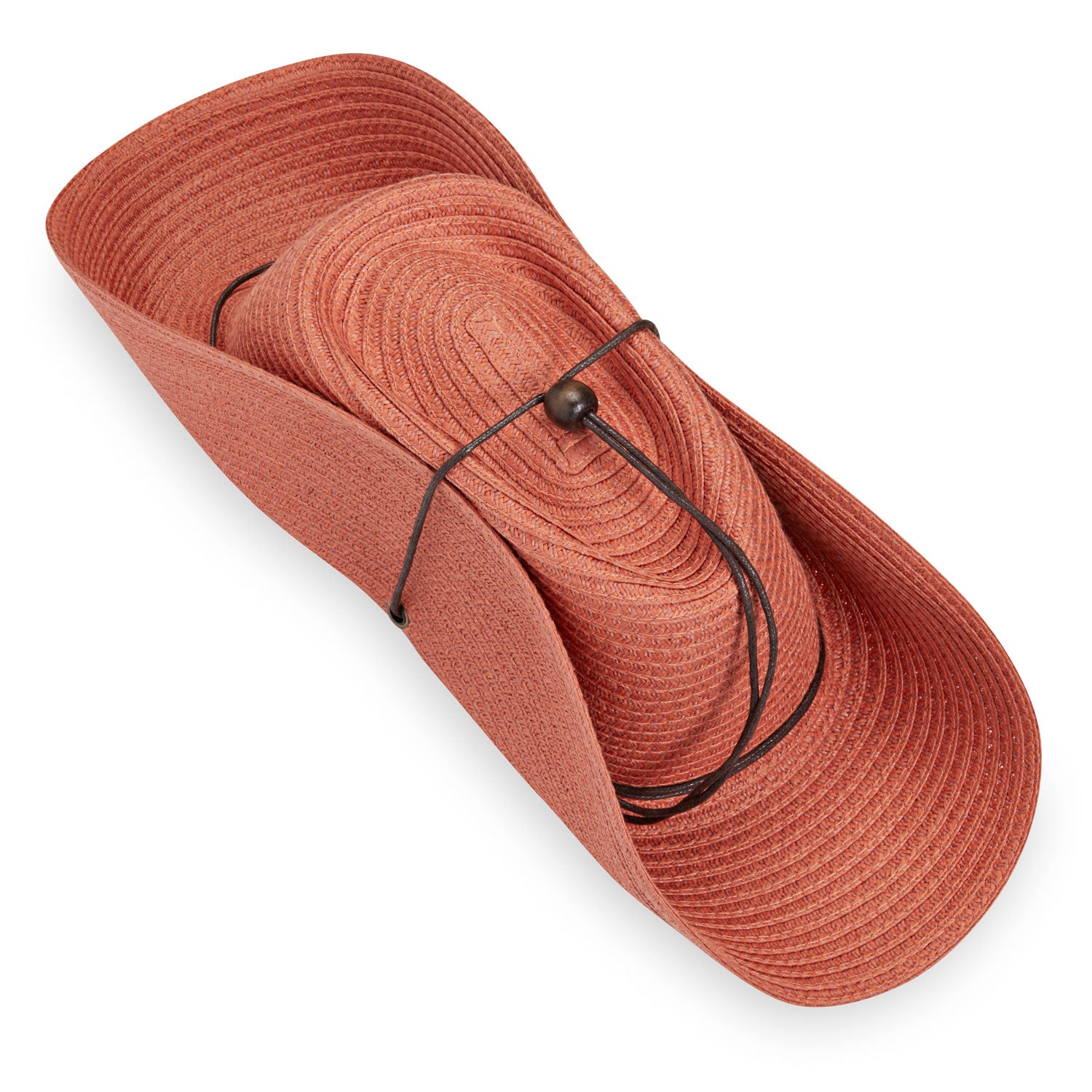 Packing of Women's Fedora Style Petite Sanibel UPF Sun Hat with Chinstrap in Coral from Wallaroo, Coral