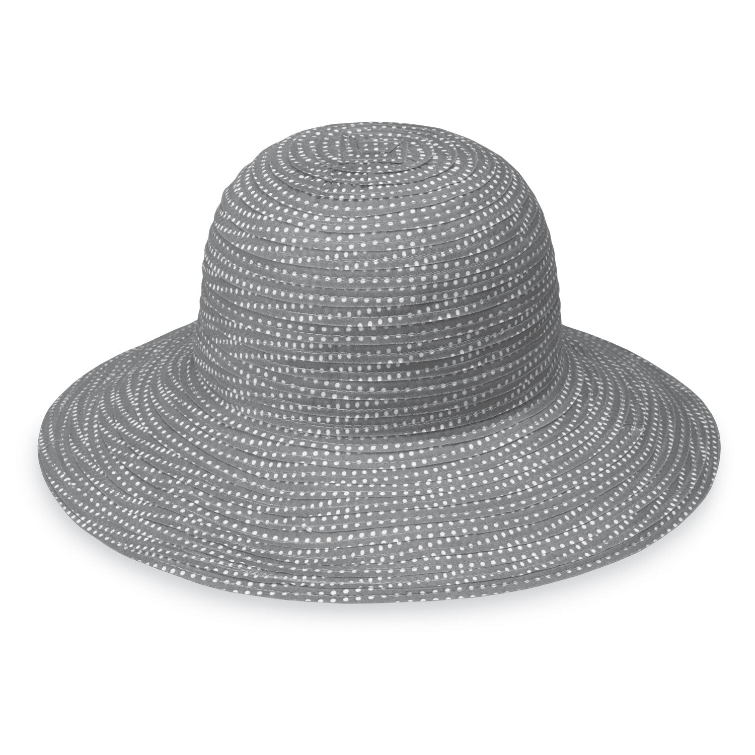 Featuring Women's Packable Big Wide Brim Petite Scrunchie UPF Sun Hat from Wallaroo, Grey/White