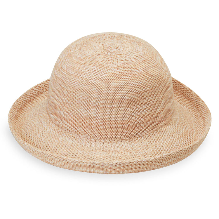 Women's Packable Big Wide Brim Petite Victoria straw Sun Hat in Mixed Beige from Wallaroo