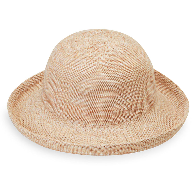 Women's Packable Wide Brim Petite Victoria Poly-straw Sun Hat in Mixed Beige from Wallaroo