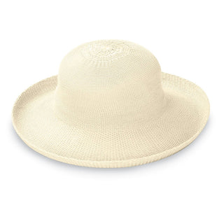 Front of Women's Packable Wide Brim Petite Victoria Polystraw Sun Hat in Natural from Wallaroo
