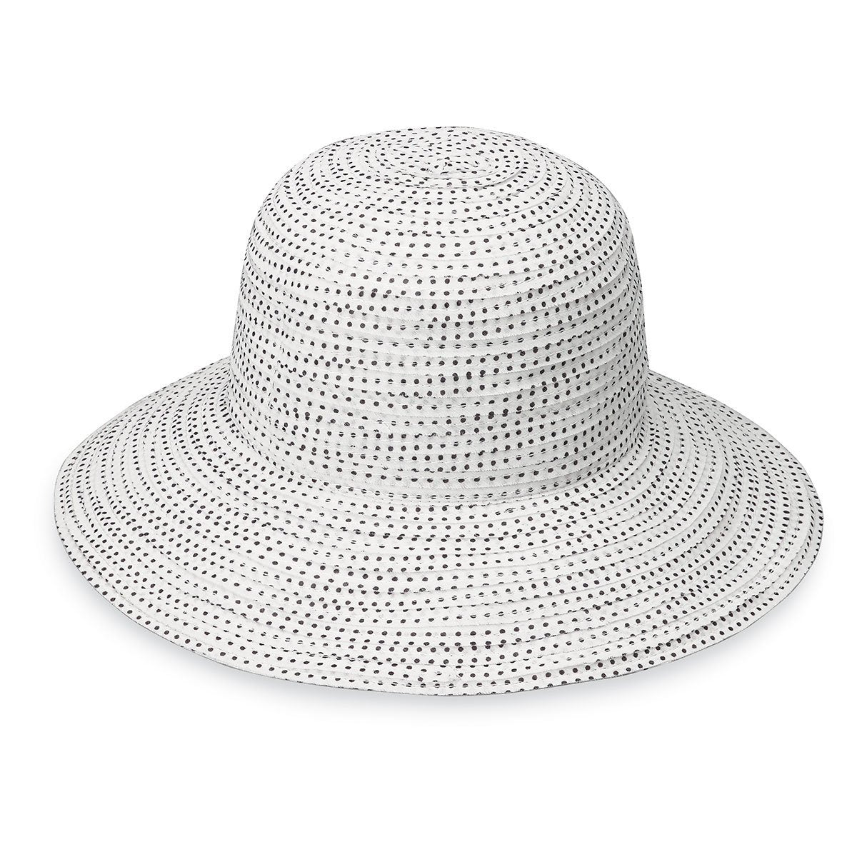 Women's Packable Big Wide Brim Petite Scrunchie UPF Summer Sun Hat from Wallaroo, White/Black