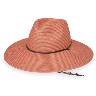  Women's Packable Fedora Style Sanibel UPF Sun Hat in Coral from Wallaroo