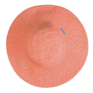 Top of Women's Packable Scrunchie UPF Sun Hat in Coral White Dots from Wallaroo