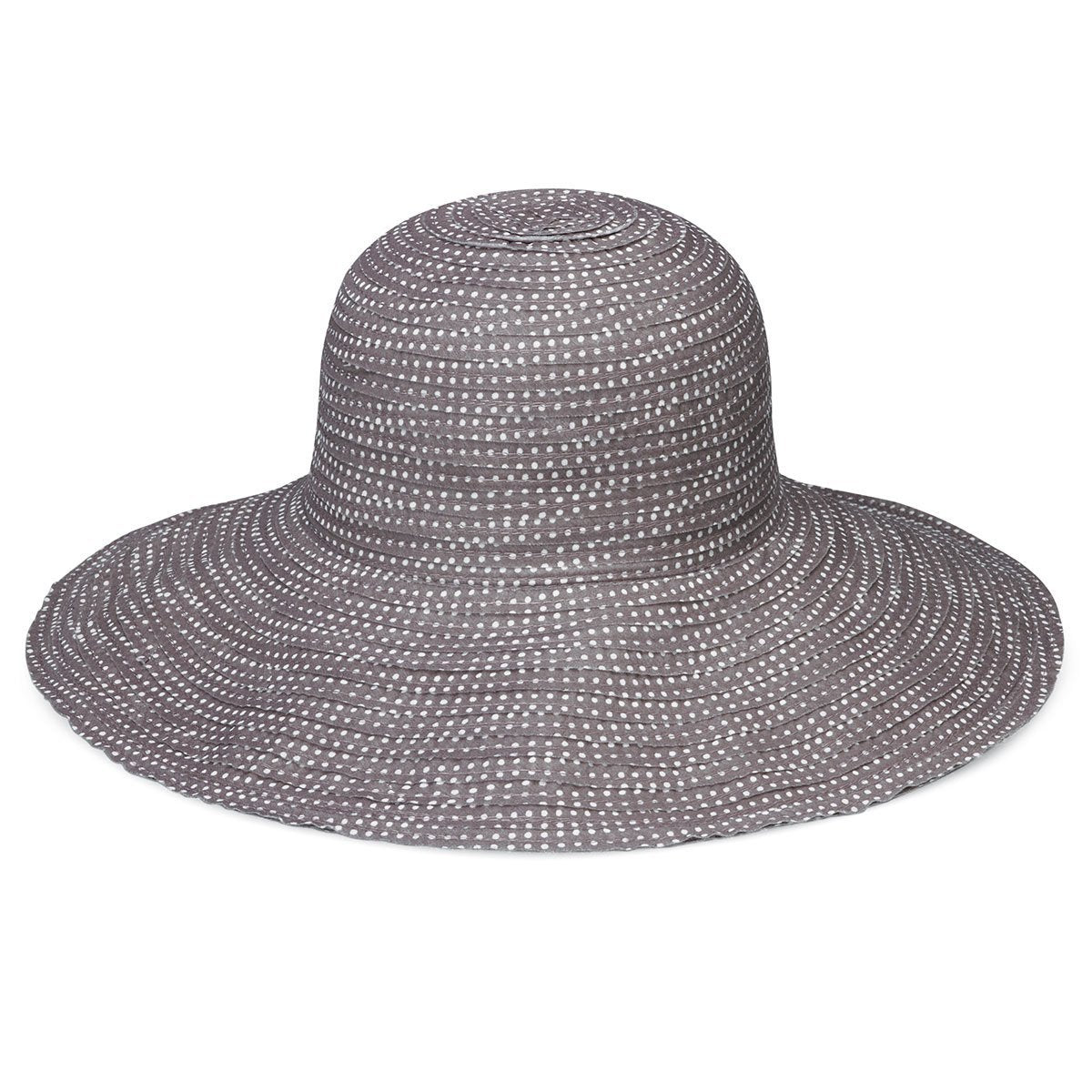 Women's Packable Scrunchie UPF Sun Hat in Grey/White Dots from Wallaroo