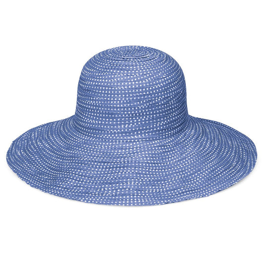 Women's Packable Scrunchie UPF Sun Hat in Hydrangea/White Dots from Wallaroo