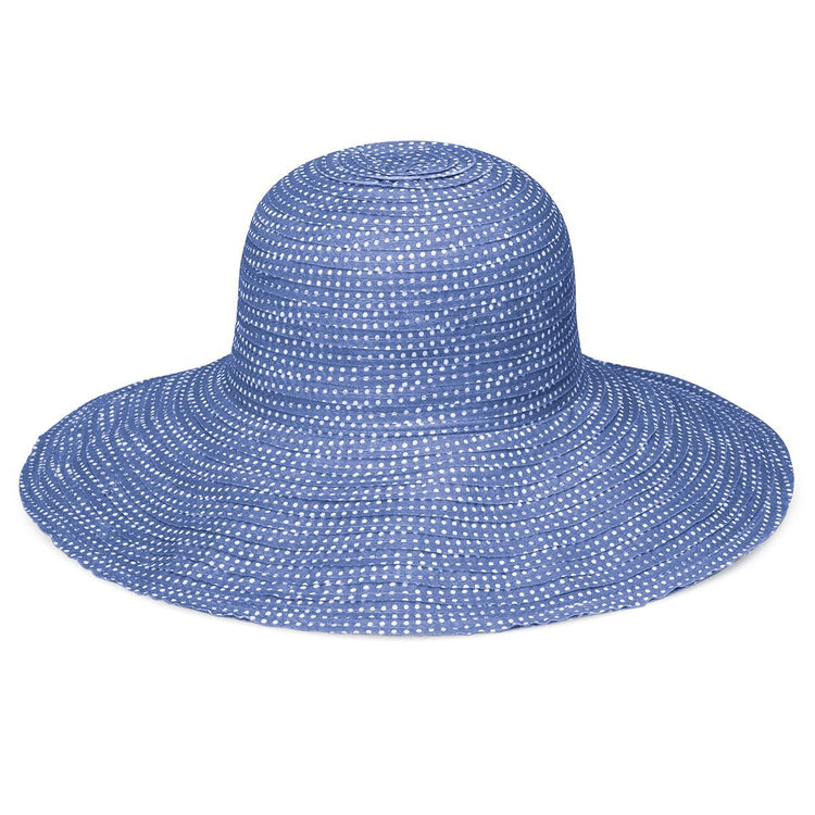 Women's Packable Scrunchie UPF Sun Hat in Hydrangea White Dots from Wallaroo