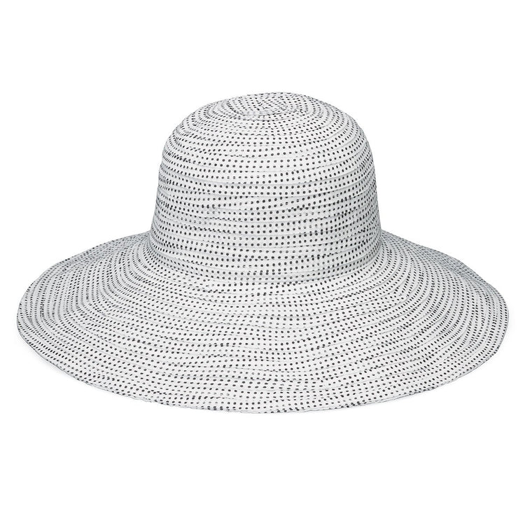 Women's Packable Scrunchie UPF Sun Hat in White Black Dots from Wallaroo