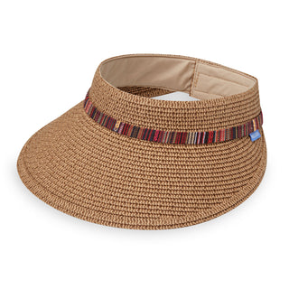 Front of Women's Packable Sedona Paper Braid Sun Protection Visor in Camel from Wallaroo