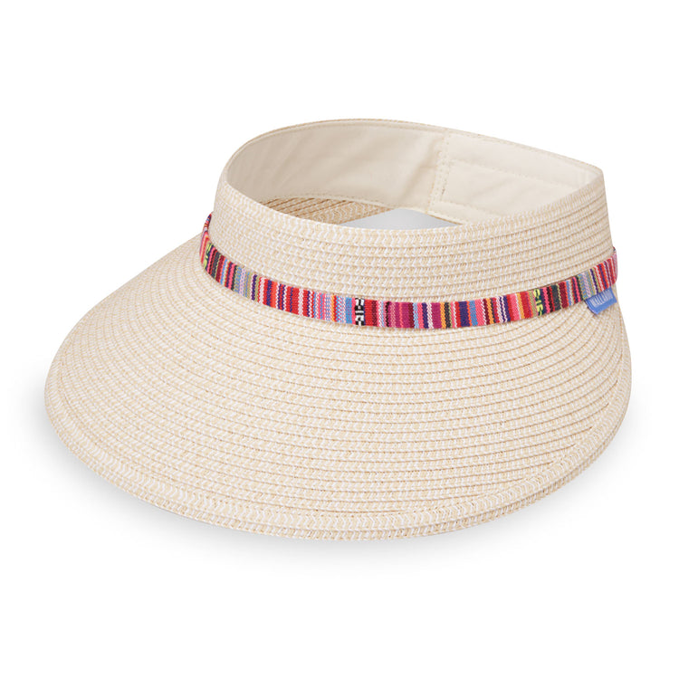 Front of Women's Packable Sedona Paper Braid Sun Protection Visor in Natural from Wallaroo