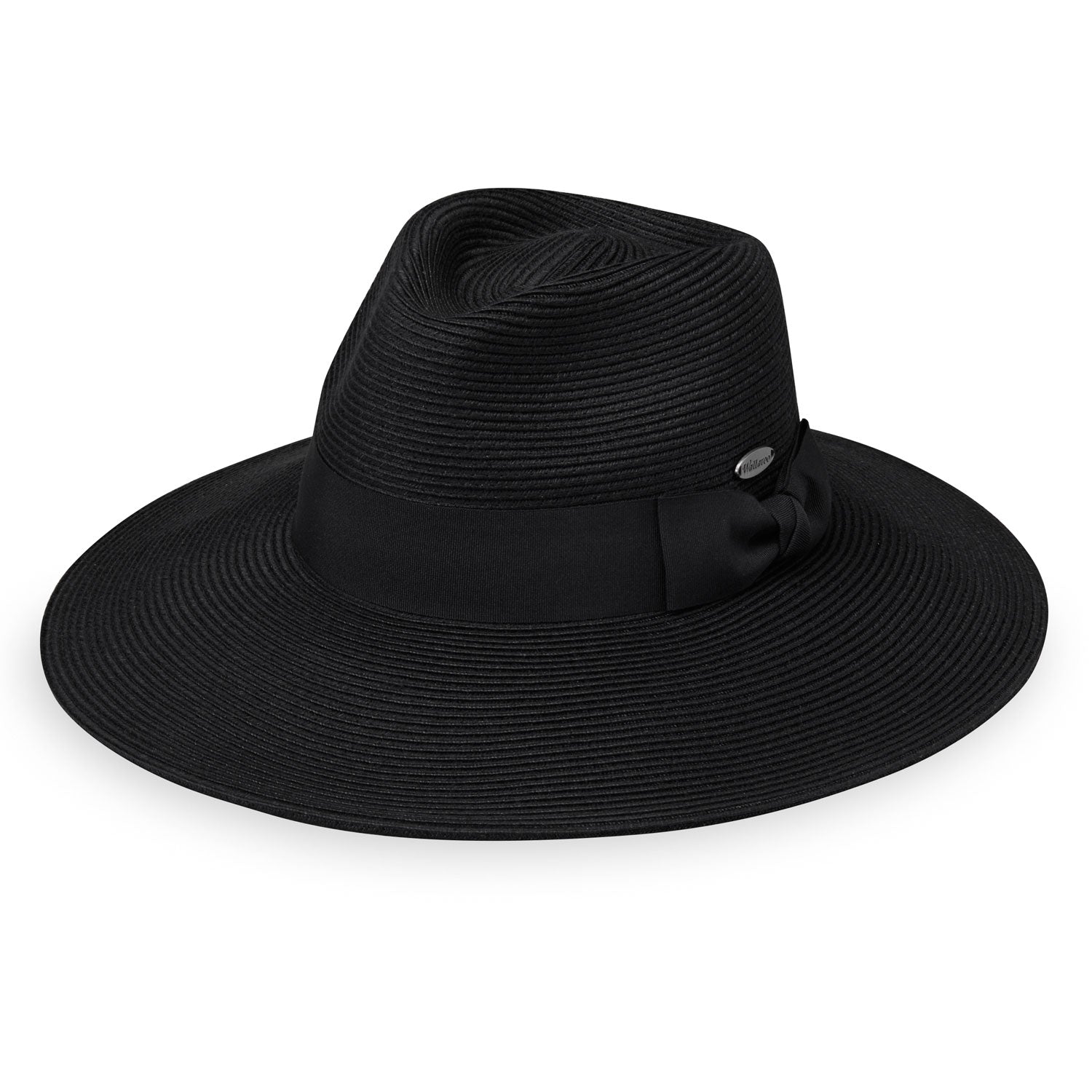 Ladies' Packable Fedora Style St Lucia UPF Sun Hat from Wallaroo, Black w/Black Ribbon
