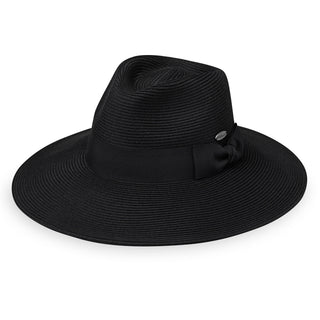 Women's Packable Fedora Style St Lucia UPF Sun Hat in Black from Wallaroo