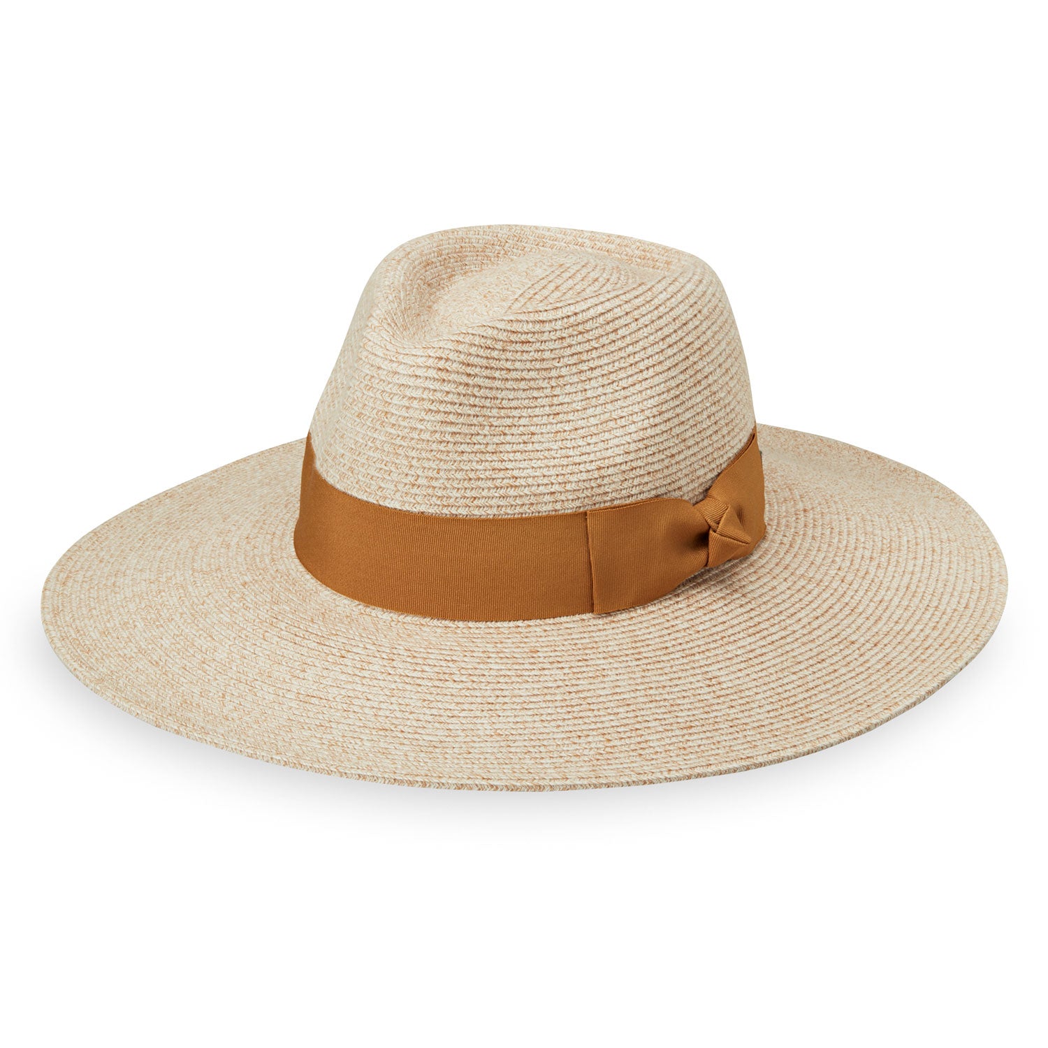 Ladies' Packable Wide Brim Fedora Style St. Lucia UPF Sun Hat from Wallaroo, Mixed Beige