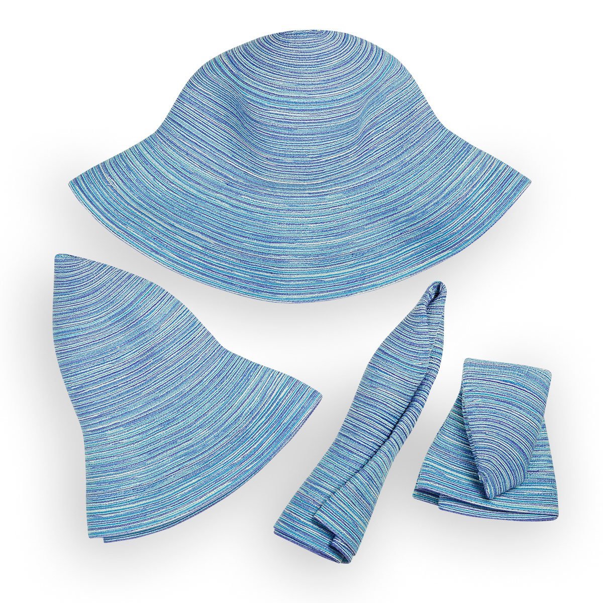 Packing of Ladies Big Wide Brim Sydney UPF Summer Sun Hat from Wallaroo, Light Blue