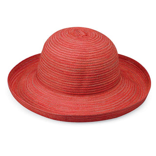 Front of Woman's Packable Wide Brim Crown Style Sydney UPF Sun Hat in Red from Wallaroo