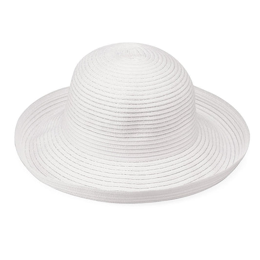 Front of Woman's Big Wide Brim Sydney Summer Sun Hat from Wallaroo, White