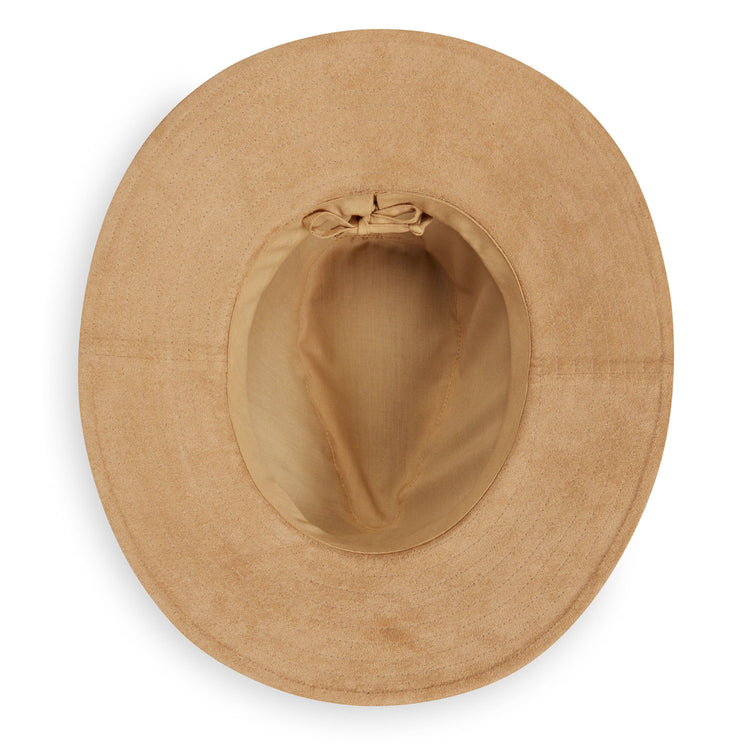 Inside of Women's Adjustable Fedora Style Felt Telluride UPF Sun Hat in Camel from Wallaroo