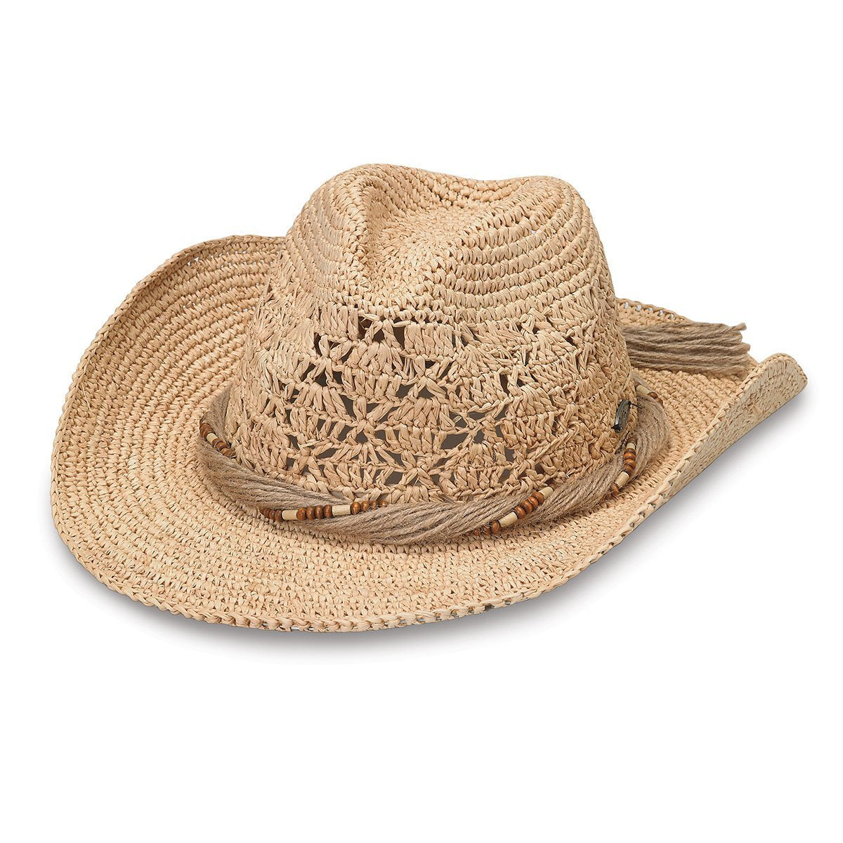 Featuring Front of Women's Tina Straw Cowboy Summer Sun Hat in Natural from Wallaroo