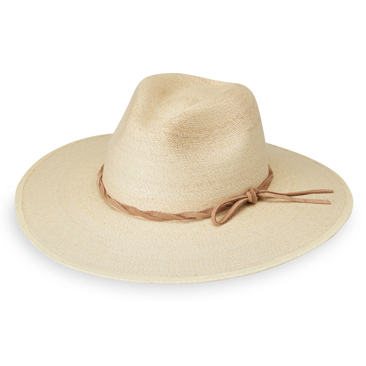 Featuring Front of Unisex Wide Brim Fedora Style Tulum UPF Sun Hat made of Natural Palm Fiber from Wallaroo