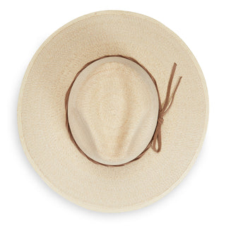 Top of Unisex Wide Brim Fedora Style Tulum UPF Sun Hat made of Natural Palm Fiber from Wallaroo